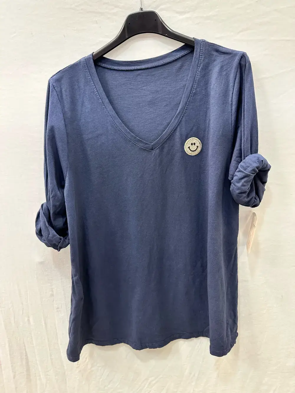 Mimi & Gogo - Vendita all'ingrosso Maglietta - Donna - T-shirt con smiley di paillettes, taglia unica 36-420