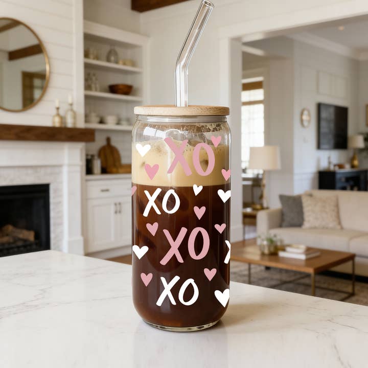 Gia Roma - Wholesale Coffee Mug - Valentines Glass Tumblers Heart Smiley, Galentines Gift Idea5