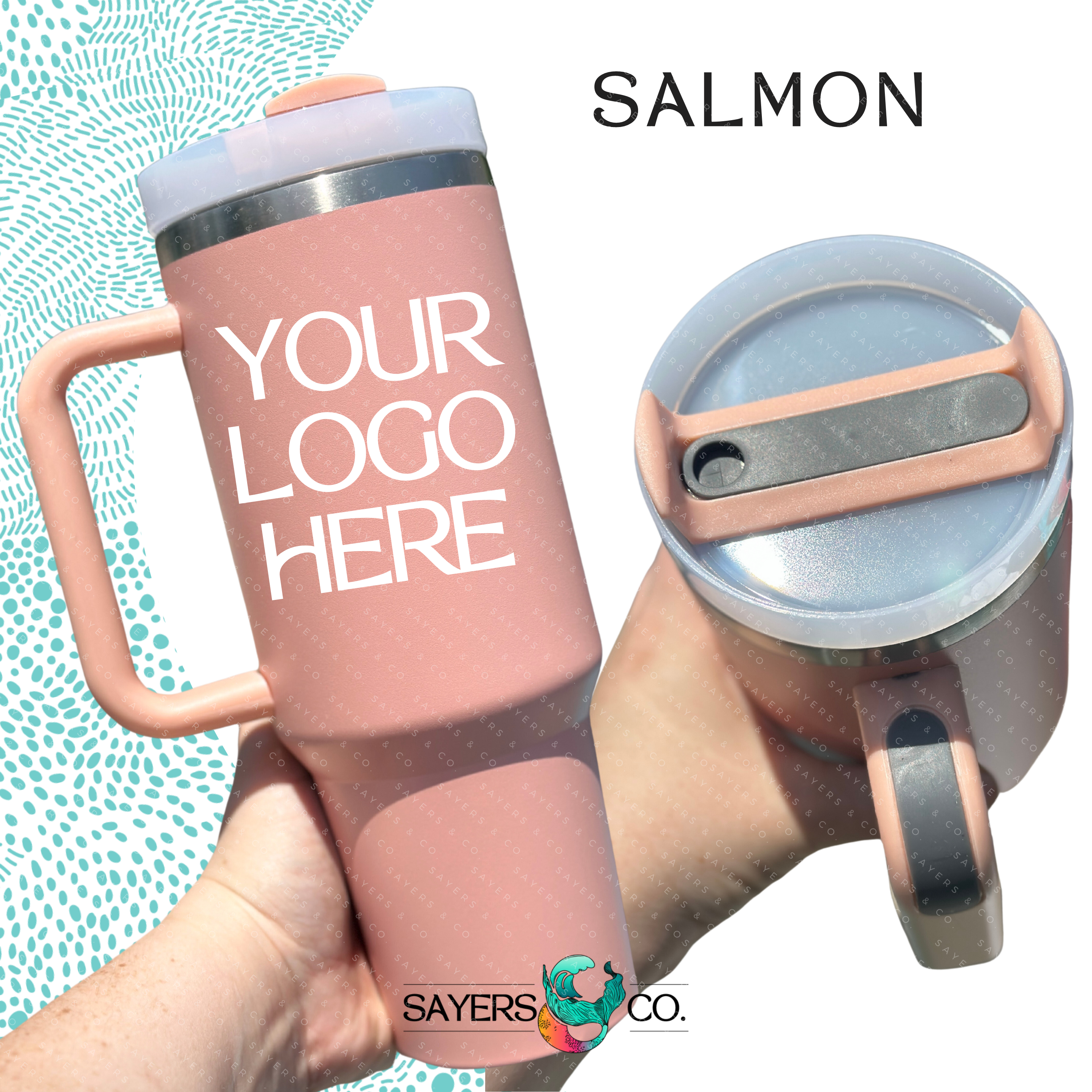 Sayers & Co. - Wholesale Insulated Mug/Tumbler - CUSTOM DECAL LOGO- 40 oz Double Walled Screw Matte Tumbler7