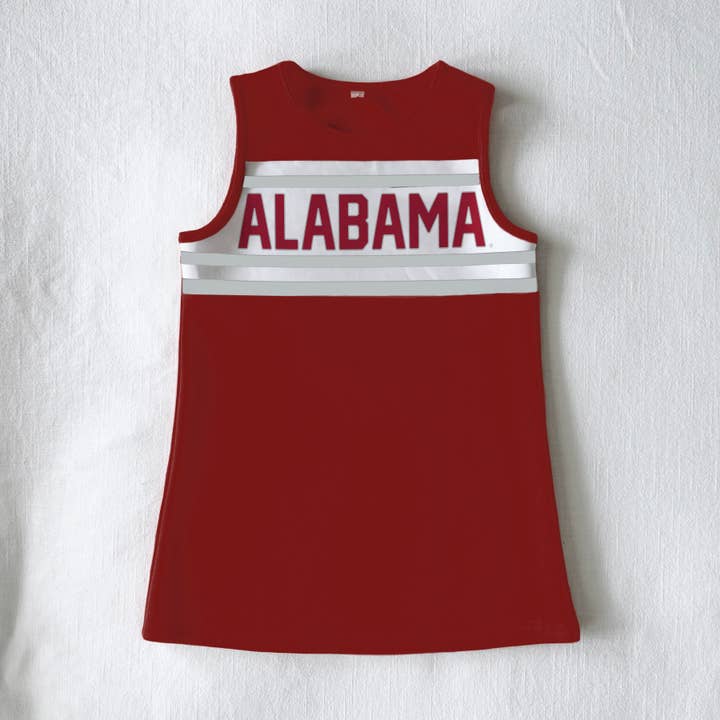 The University of Alabama | Deep Red Striped Cheer Dress for wholesale by Scarlet & Gold