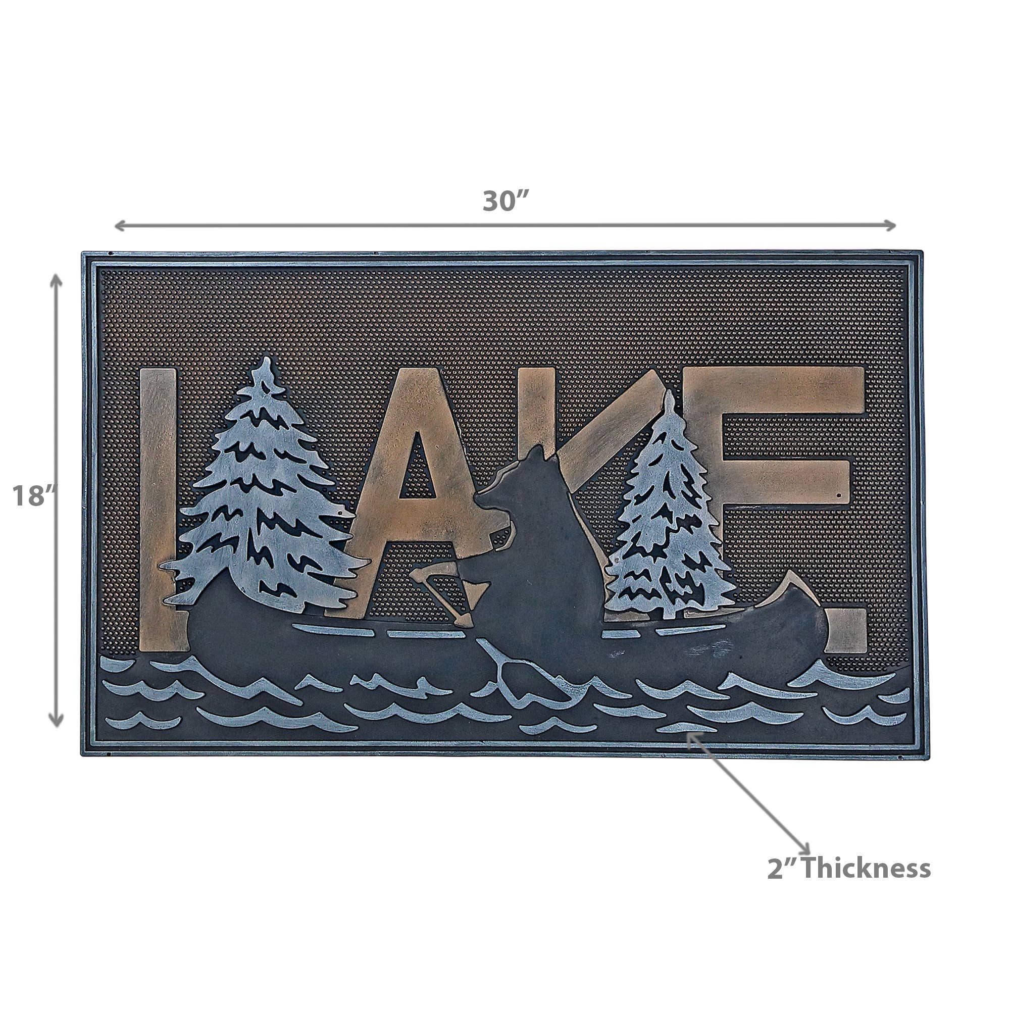 Bronze Rubber Mat Lake With Bear On Canoe for wholesale on Faire2