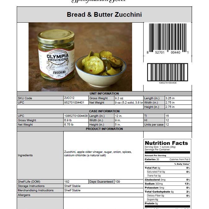 Olympia Provisions - Wholesale Pickled Vegetables - Bread & Butter Zucchini Pickles2