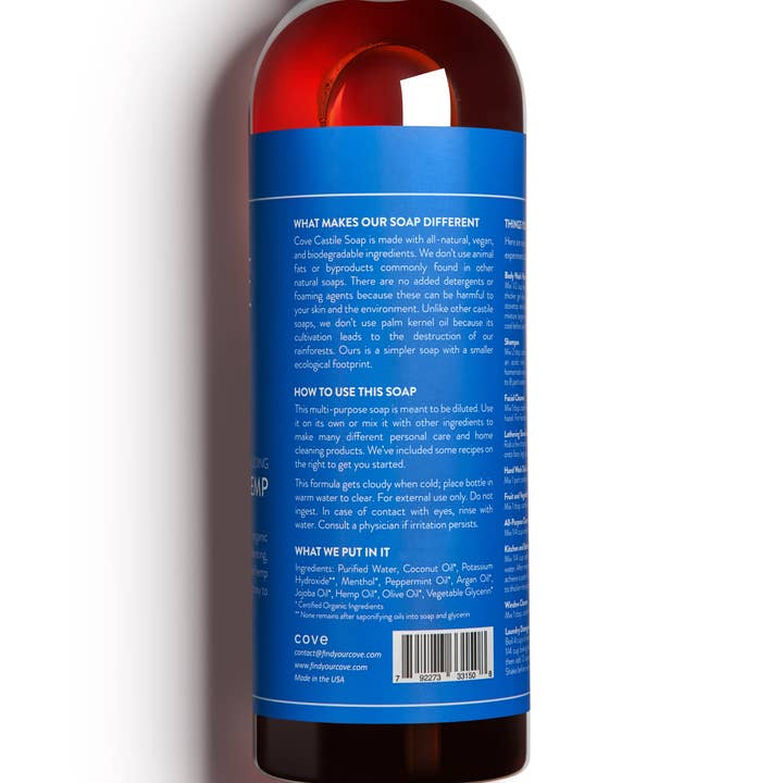 Cove – Engroshandel Kropssæbe/brusegel – Cove Castilla Sæbe 33.8 oz | Økologisk Argan, Jojoba, Hamp Seed7