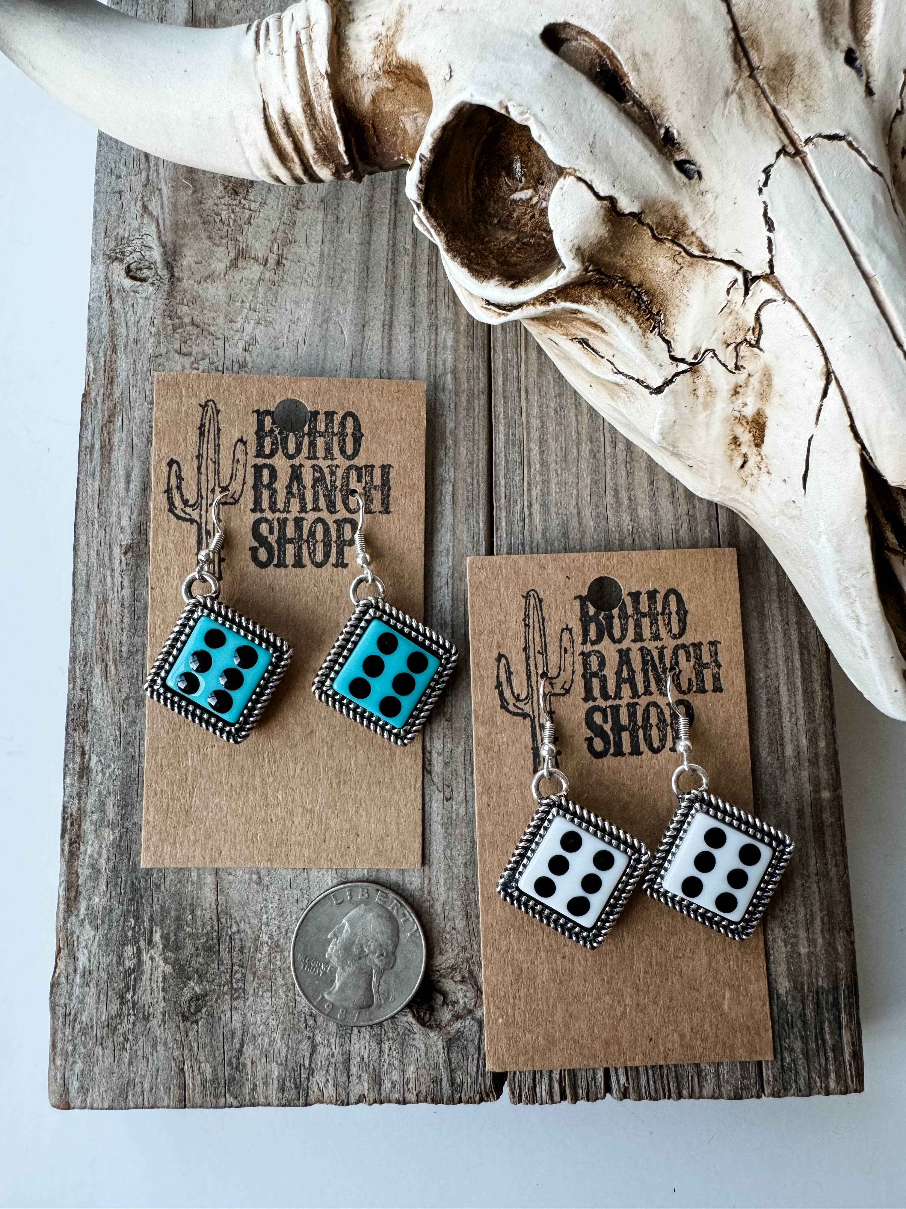 Boho Ranch Shop - Wholesale Dangle Earrings - Western Dangle Dice Pendant Earrings 2