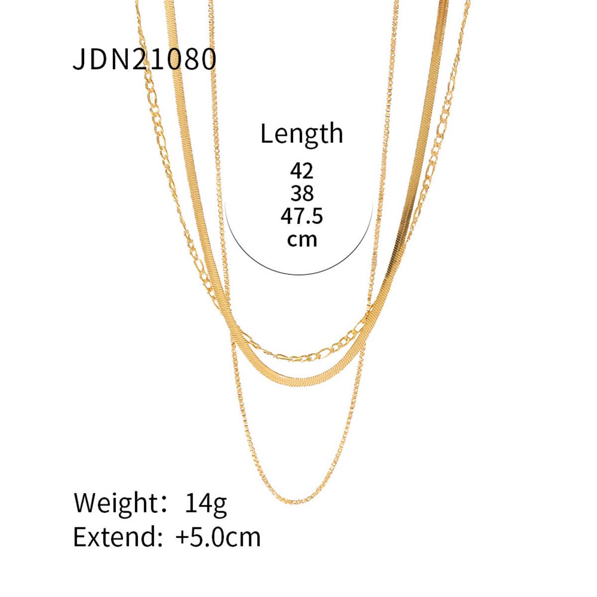 ACCITY - Wholesale Link & Chain Necklace - MULTILAYER GOLD PLATE STAINLESS STEEL NECKLACE_CWAJE061912