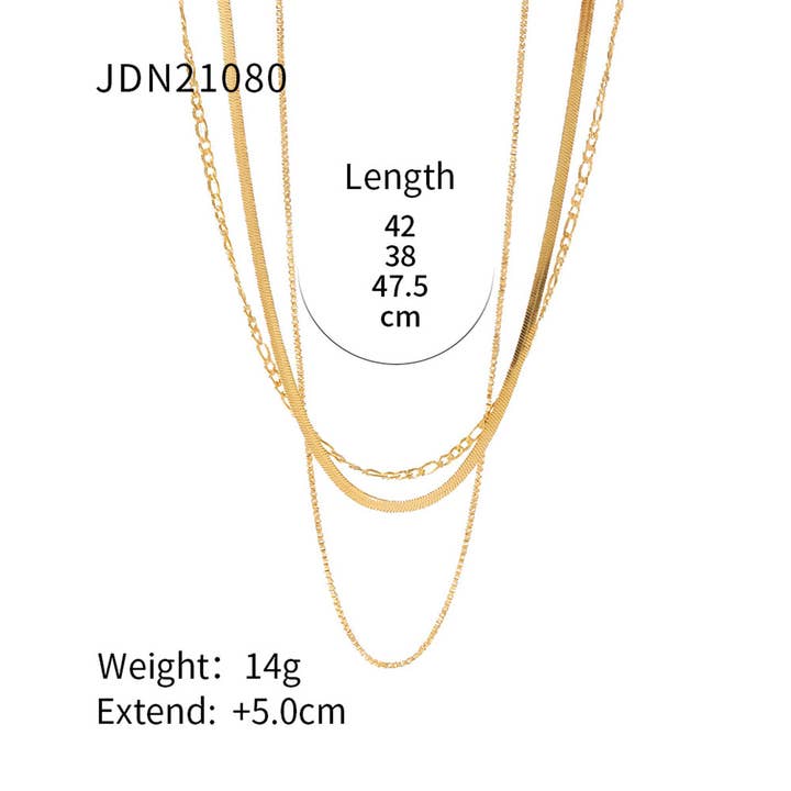 ACCITY - Wholesale Link & Chain Necklace - MULTILAYER GOLD PLATE STAINLESS STEEL NECKLACE_CWAJE061912