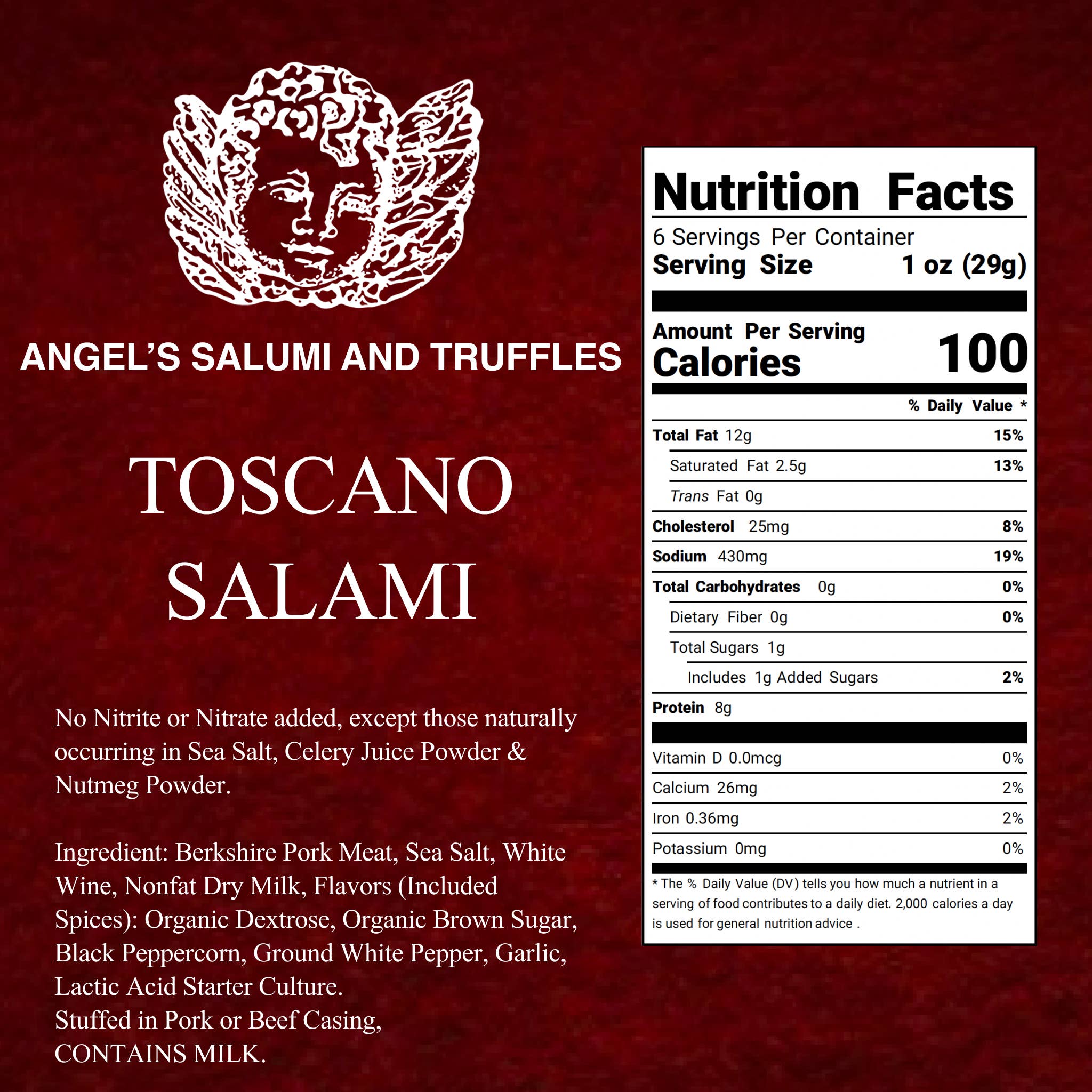 Angel's Salumi & Truffles - Wholesale Salami - Italian Toscano Salami (5.5oz)4