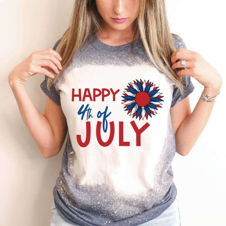 Happy 4th Of July Bleached Tee (Copy) for wholesale by Hello Gorgeous Apparel