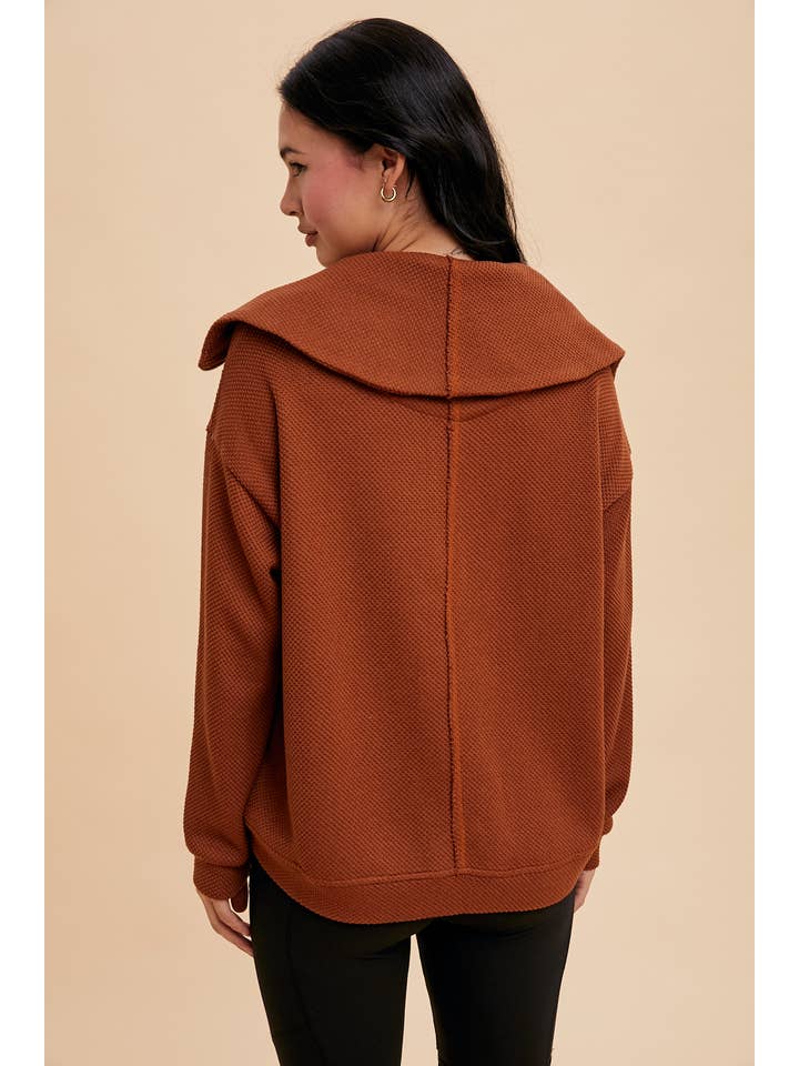In Loom - Wholesale Sweatshirt - Women's - EXAGGERATED LAPEL QUARTER ZIP PULLOVER