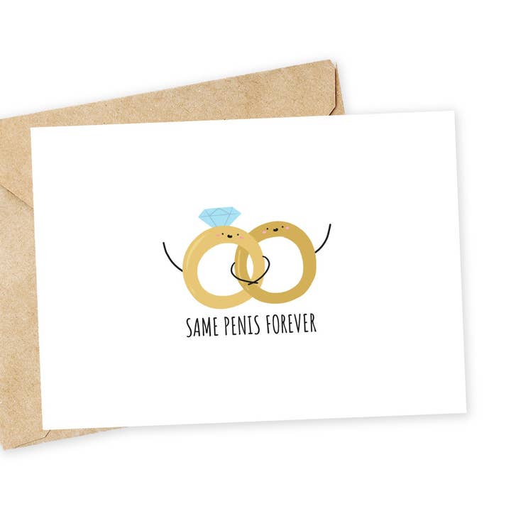 Same Penis FOREVER Funny Wedding/Bridal Shower Card for wholesale by Chewy Lemon Studio