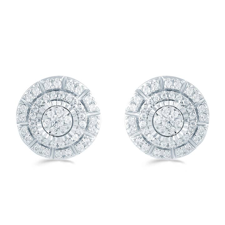 1/2Ct TW Diamond Cluster Earring Set In Sterling Silver for wholesale by Fifth and Fine