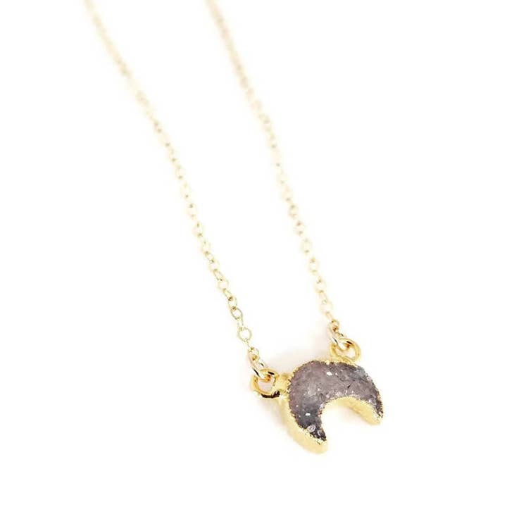 Celestial Moon Crystal Druzy Necklace for wholesale by Salt and Sparkle
