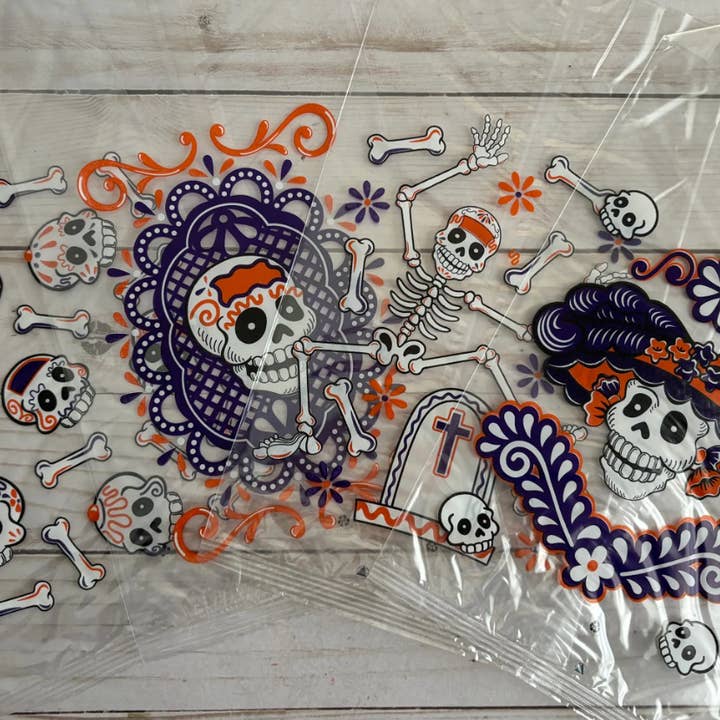 12-Pack Day of the Dead Cello Treat Bags – Calavera Design for wholesale by Viva Greetings