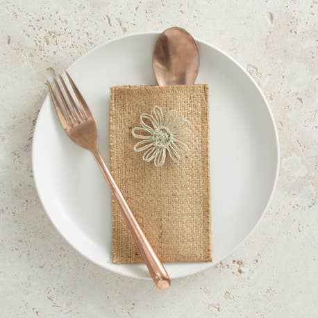 Natural Jute Flower - Set of 8 for wholesale by Cutlery Couture