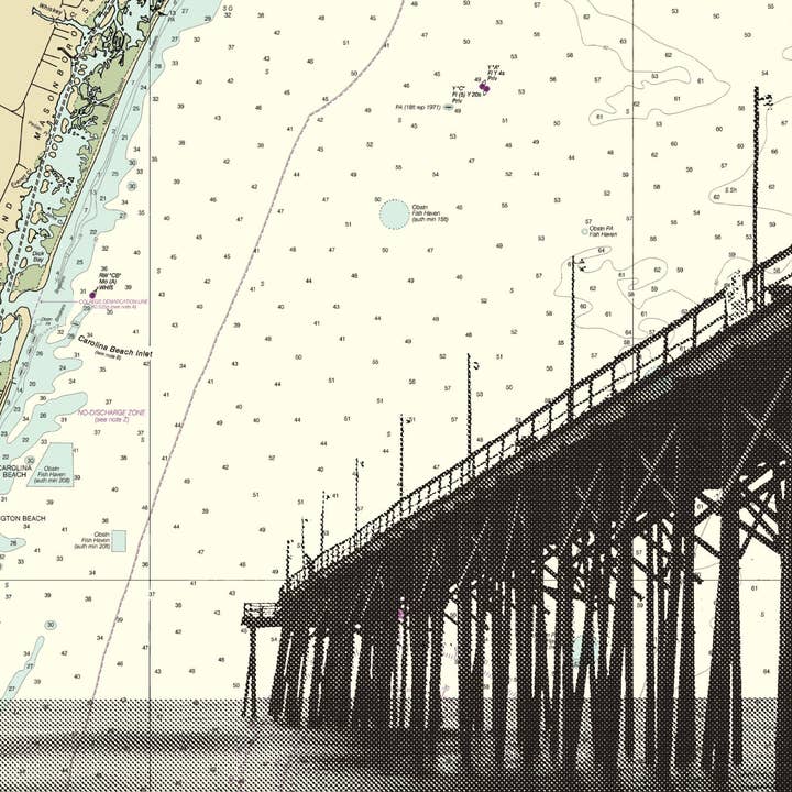 T. Shaw Designs - Wholesale Art Print - North Carolina | Carolina Beach Pier Art Print on NOAA Chart1