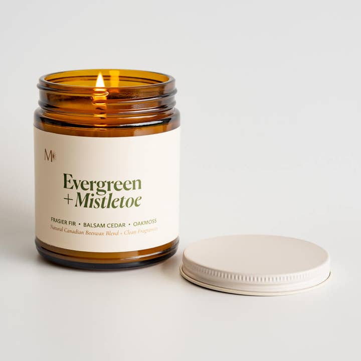Evergreen + Mistletoe | Bougie en cire d'abeille canadienne pour la vente par Misiyo Candle Co