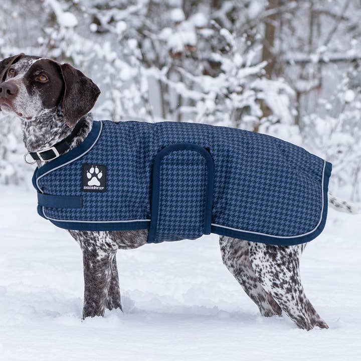 Shedrow K9 Expedition Dog Coat - Dress Blue Houndstooth for wholesale by Shedrow K9