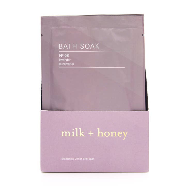 Bath Soak, No.08 Lavender + Eucalyptus - Set of 6 Packets for wholesale by Milk and Honey