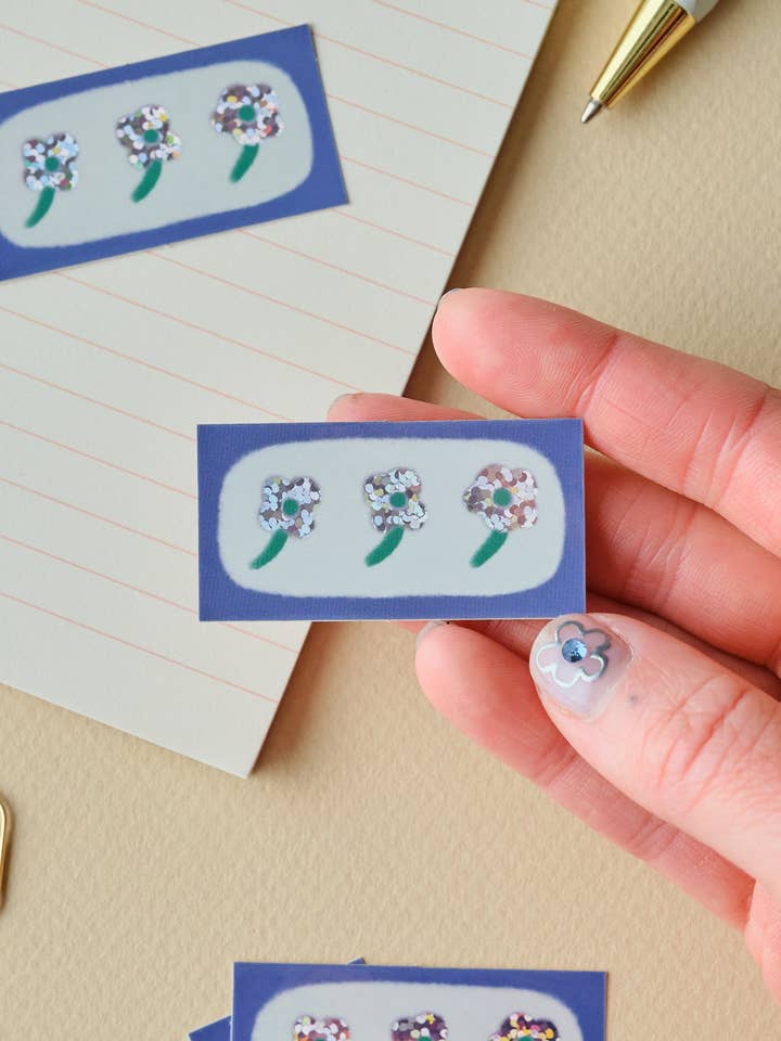 Cute Flower Trio Holographic Sticker for wholesale by Claire Paul