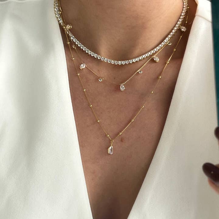 Kasa Karly - Wholesale Pendant/Charm Necklace - THREE POINT IMITATION DIAMOND NECKLACE3