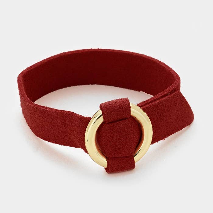 Sensibling Corp. - Wholesale Bangle Bracelet - Metal hoop buckle faux suede bracelet1