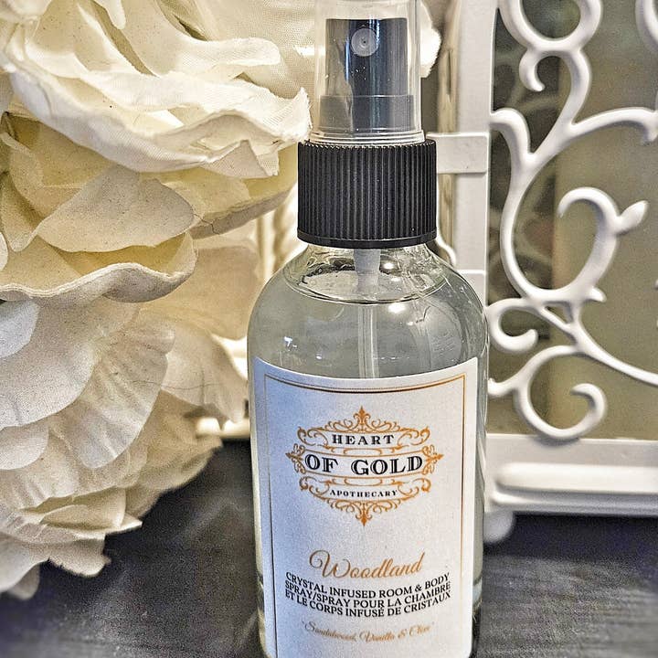 Woodland Room Spray ~ Sandalwood, Vanilla & Clove for wholesale by Heart of Gold Apothecary