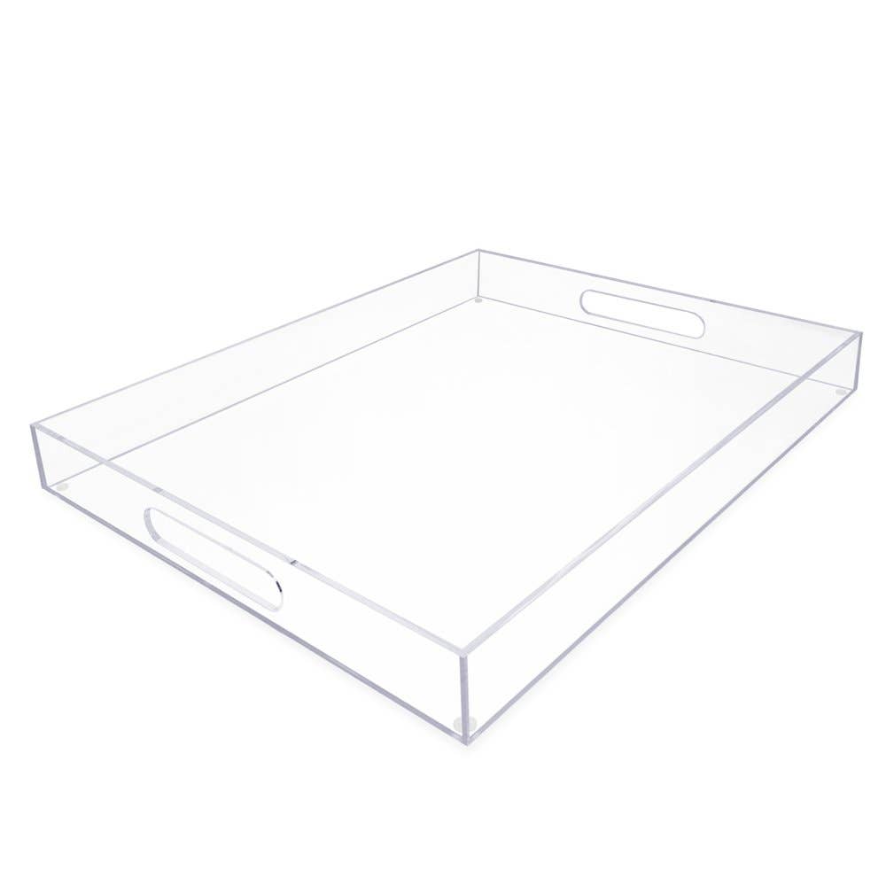 Clair Plateau de service transparent en acrylique avec poignées découpées Isaac Jacobs en vente sur Faire12