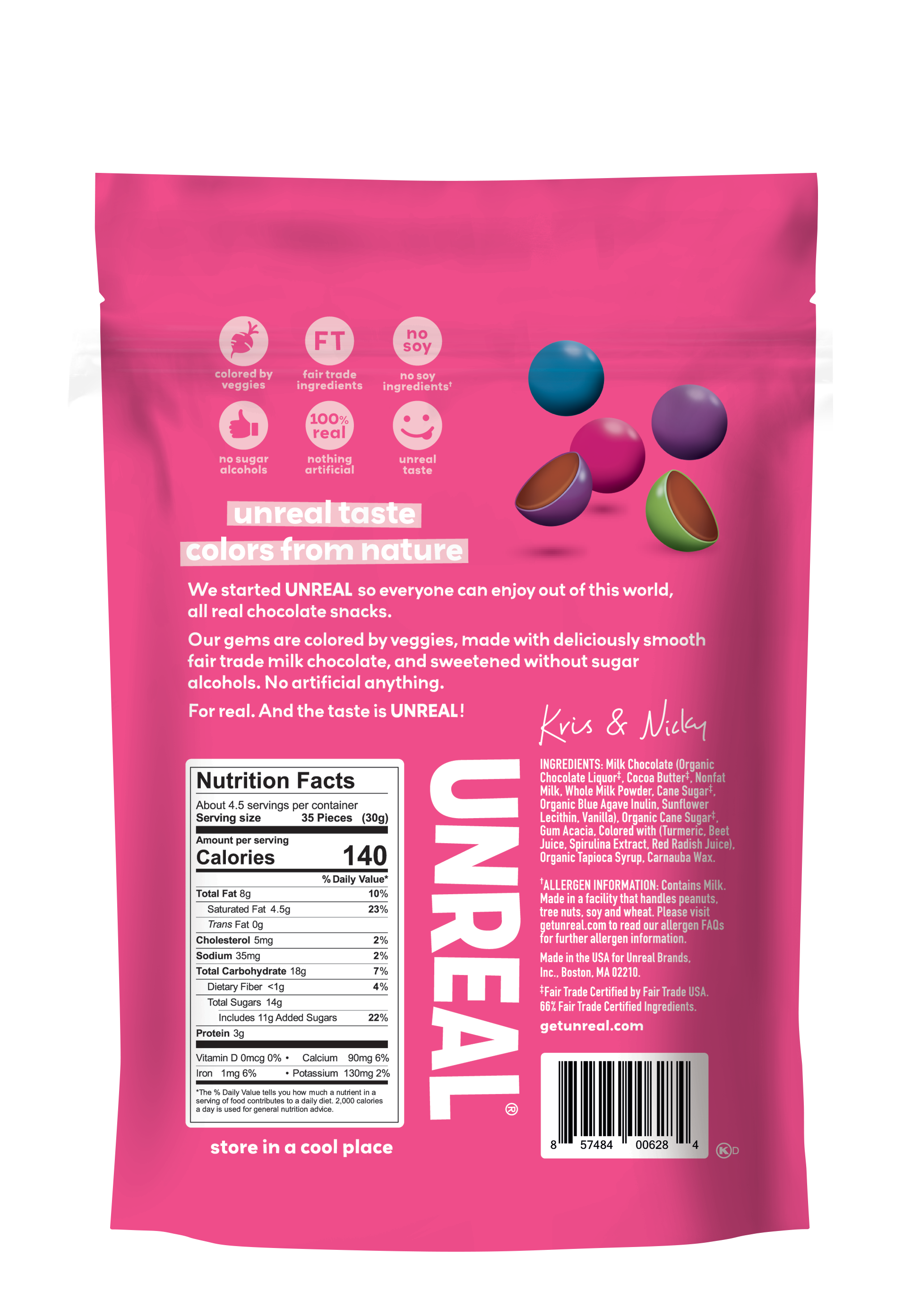 UNREAL - Wholesale Chocolate Covered Sweets - Milk Chocolate Gems - 6 Bag Case1