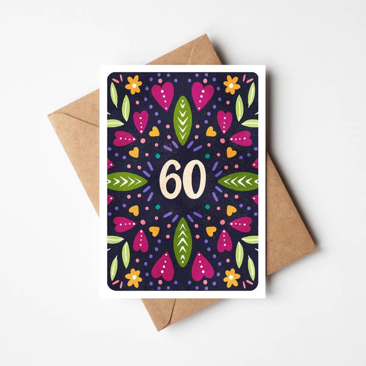 Tarjeta de felicitación para cumpleaños a los 60 años para venta al por mayor de Cake and Crayons