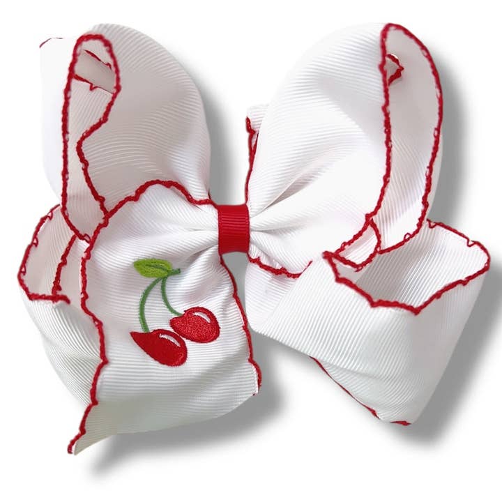 Kids Charm Online - Wholesale Hair Bow - Kids - Moon stitch 5" embroidered hair bows w/2.25"Ribbon(approx.) 4pcs/$12.00