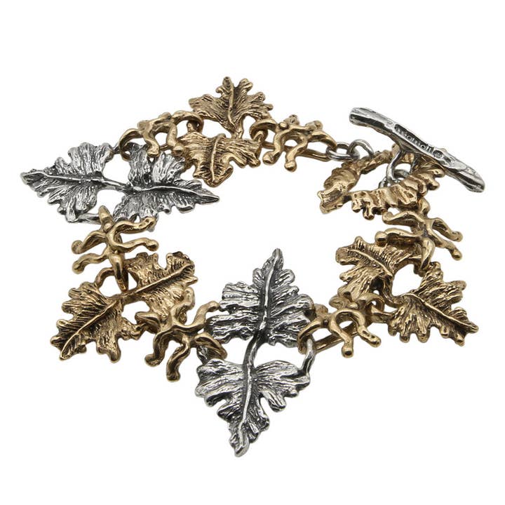 Pulsera con forma de hoja de hiedra en plata 925 y bronce (BA039) para venta al por mayor de Mandile Gioielli