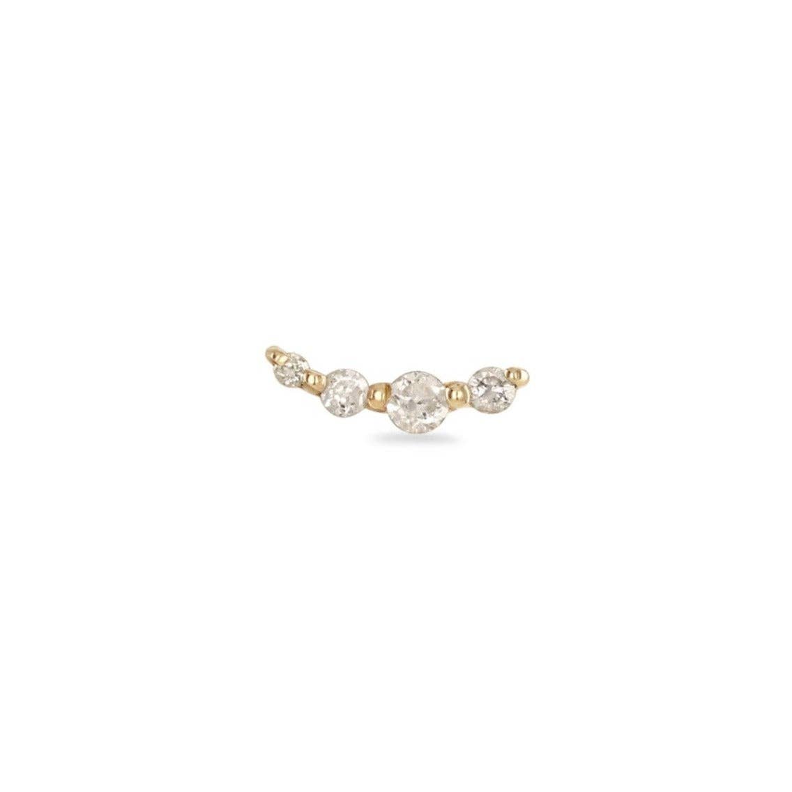 ZOHREH - Wholesale Stud/Post Earrings - Graduated Diamond Curve Flat Back Earring 14k Gold