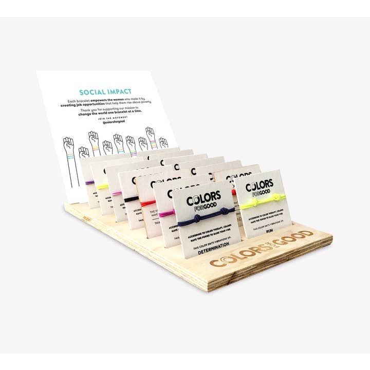 Espositore in legno con sfondo - 2 file per la vendita all'ingrosso da parte di COLORS For GOOD