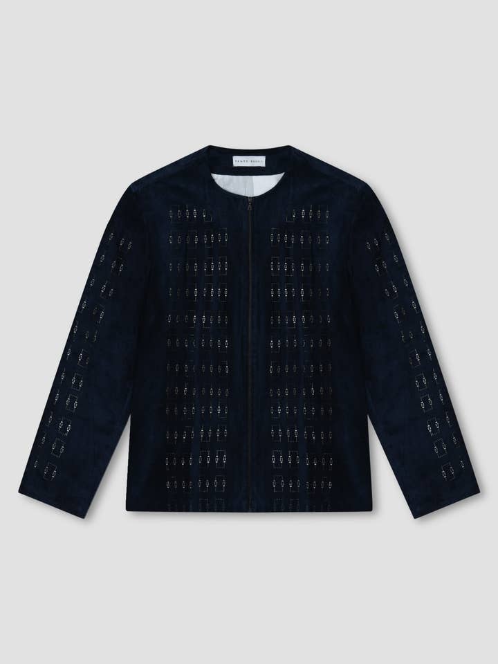 Navy Blue Laser-cut Top for wholesale by Renée Bedell