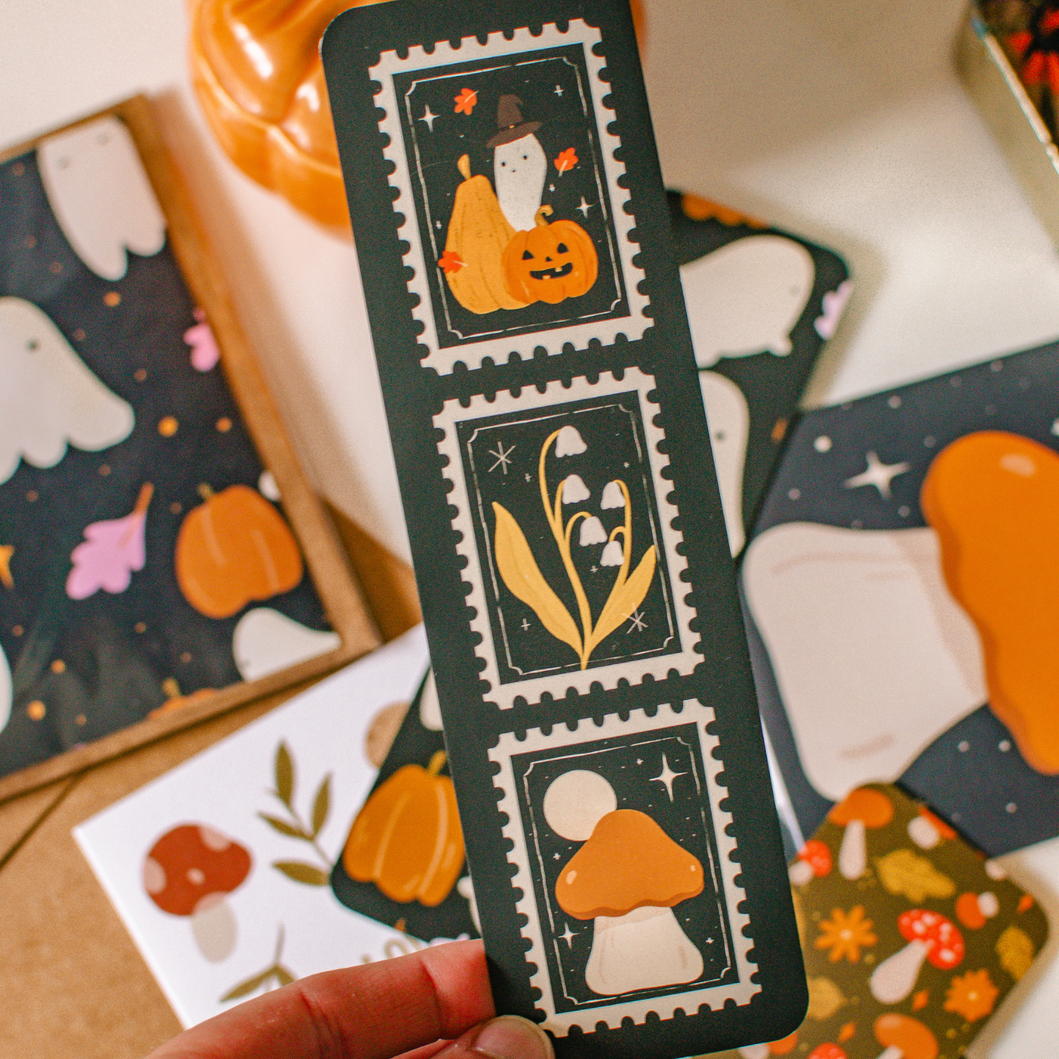 Brush + Bird Paper Co. - Wholesale Bookmark - Cute Autumn Stamp Bookmark | Soft Touch Matte Finish3
