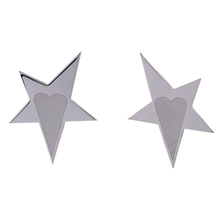 BOUCLES D'OREILLES BEST STARS EN ARGENT RHODIÉ, FABRIQUÉES À LA MAIN EN ITALIE pour la vente par PNG68