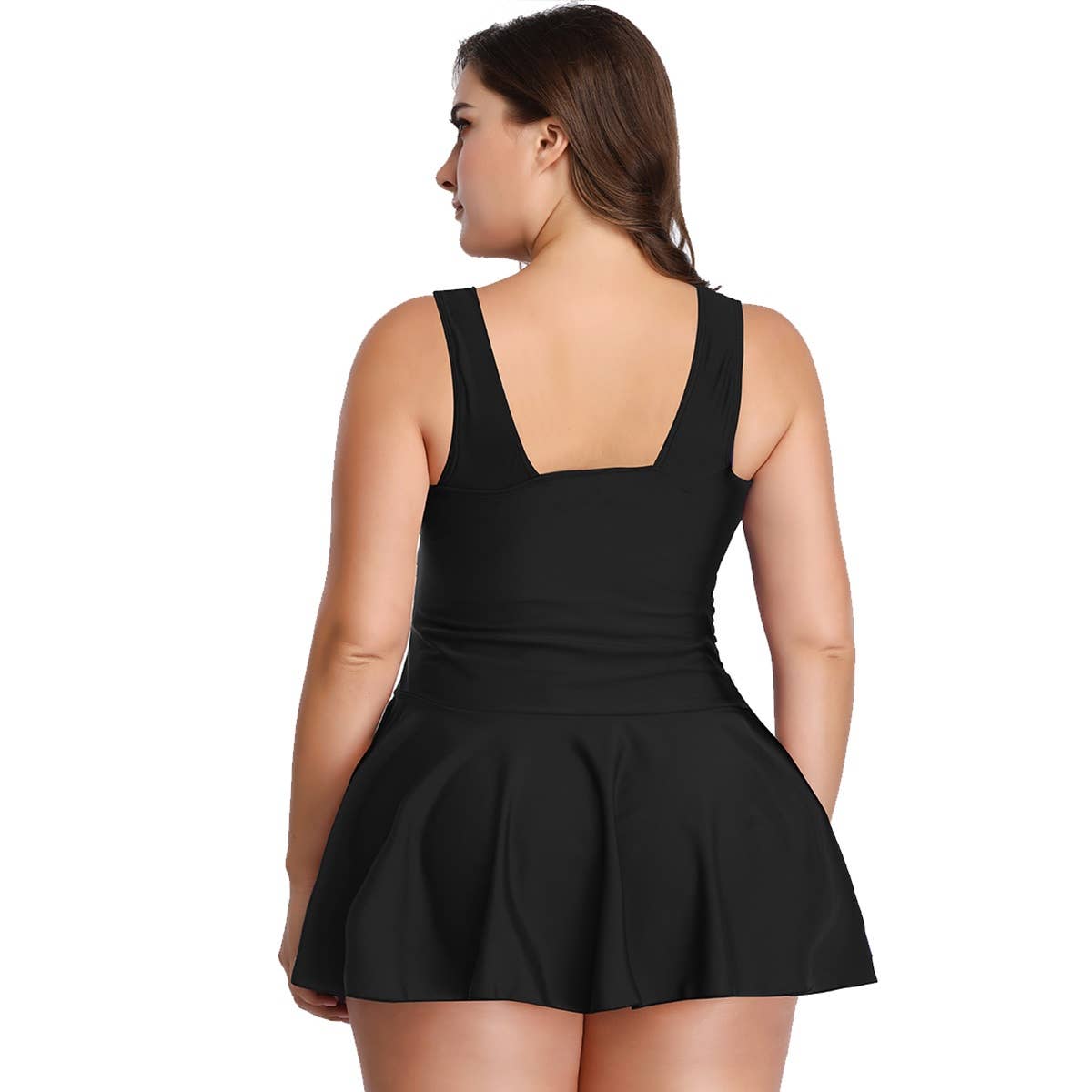 Elings - Wholesale One Piece Swimsuit - Women's - Plus Size Solid Ruffle V-Neck Fit Swimsuits2