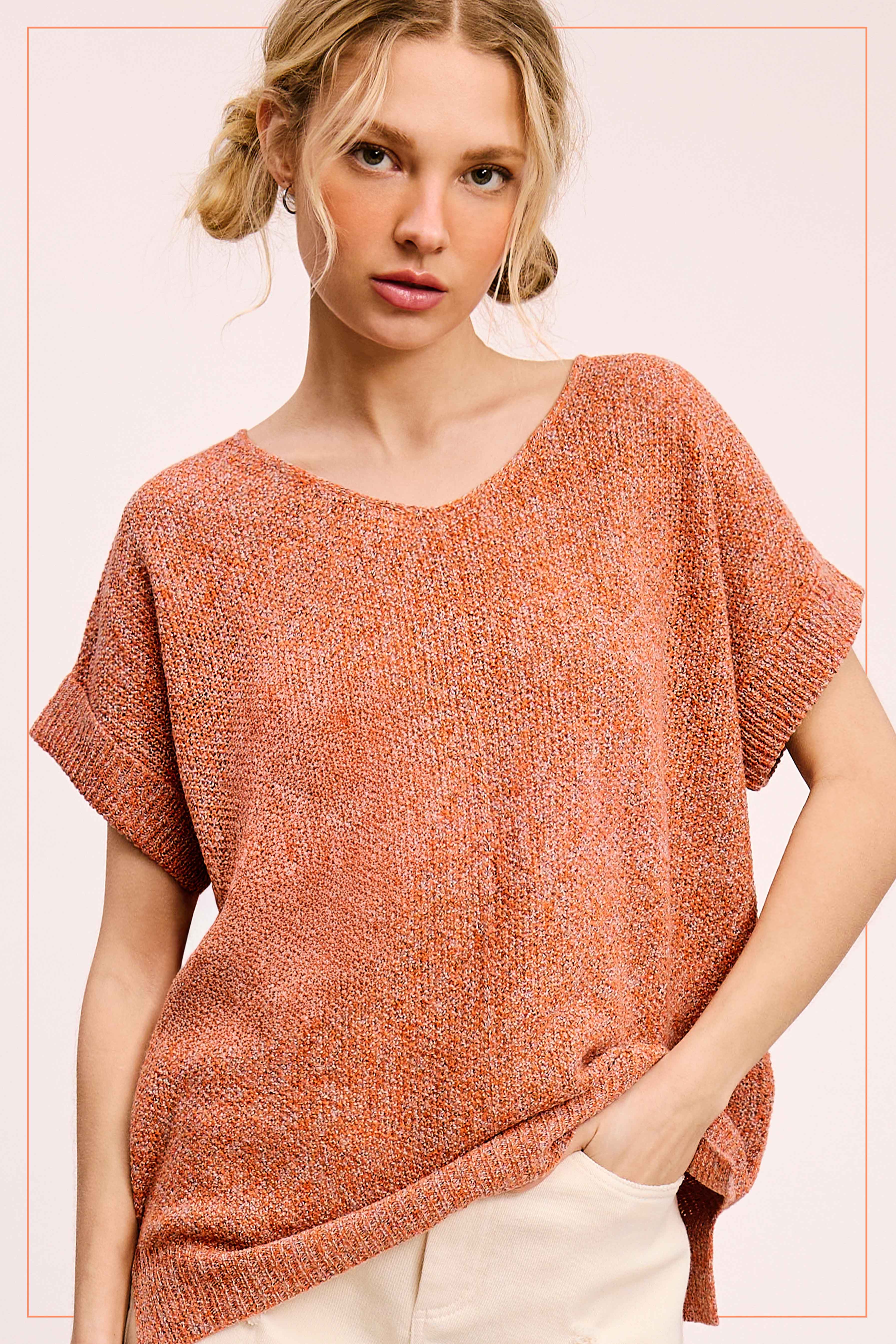 La Miel - Wholesale Knit Sweater - Women's - MCS3580-Soft Lightweight Loose Fit Textured Pullover Sweater10