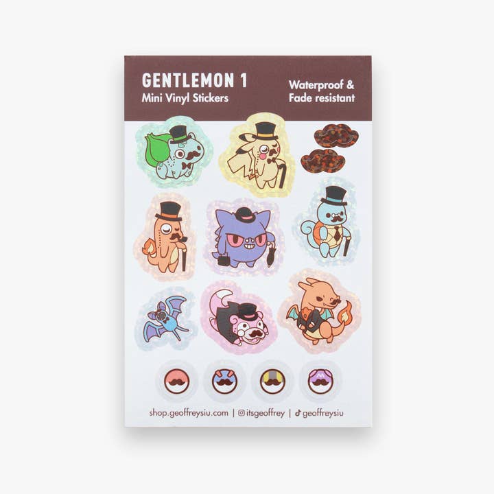 Gentlemon 1 Mini Vinyl Aufkleberbogen für den Großhandel von Geoffrey Siu Art LLC