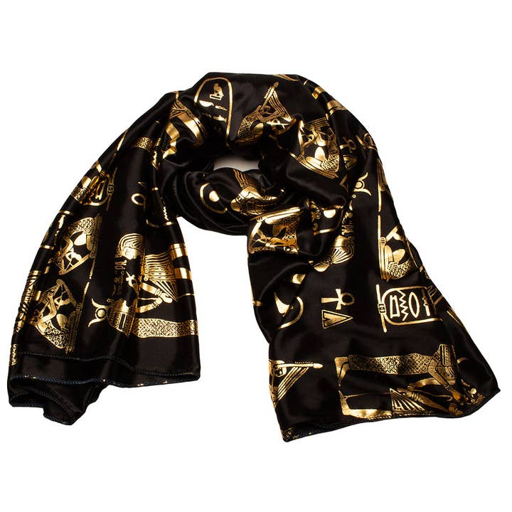 Discoveries, Inc. - Wholesale Scarf - Women's - Egyptian Pharaonic Scarf - Black/Gold