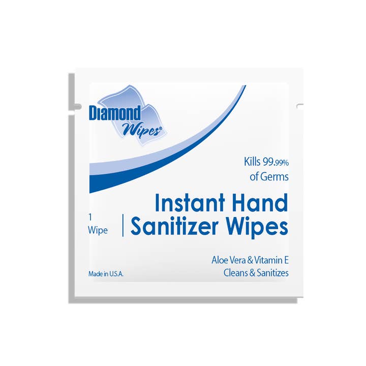 LA Fresh - Wholesale Hand Sanitizer - Diamond Wipes 65% Alcohol Hand Sanitizer Wipes Individual Wrapped