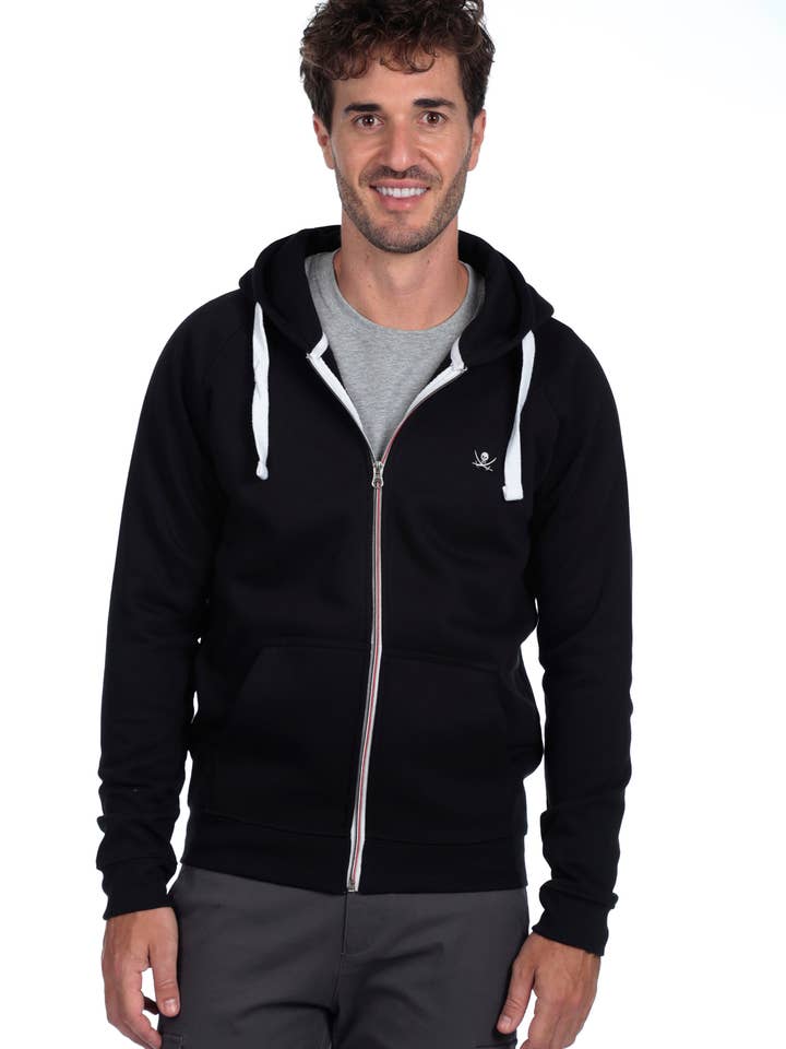 Hættetrøje med lynlås til mænd The Time Of Bocha SORT for engroshandel hos The Time of Bocha