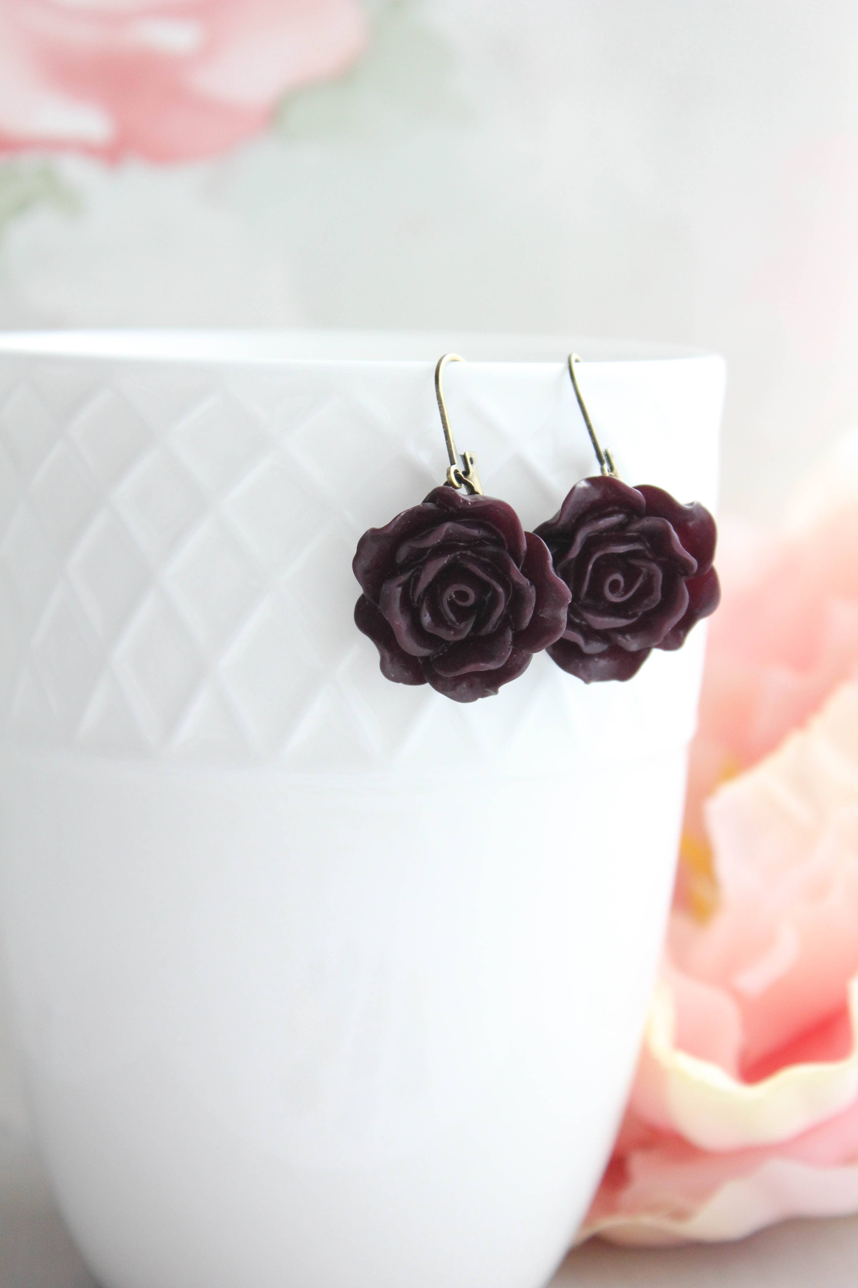 A Pocket of Posies - Wholesale Dangle Earrings - Rose Earrings - (28 colors/styles)9