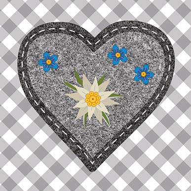 Elegant Gifts - Wholesale Disposable Napkin - Cocktail Napkin - Edelweiss Heart Grey0