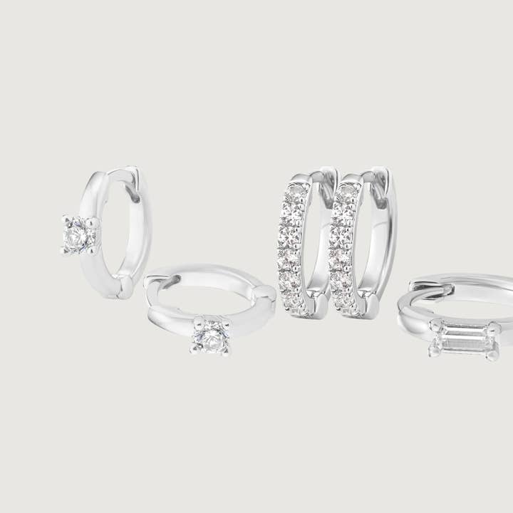 Set of 3 Crystal Huggie Earrings for wholesale by Buckley London