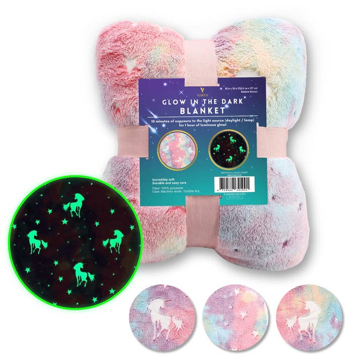 Glow in The Dark Blanket for Kids 50 x 60 inches - Rainbow for wholesale by VUDECO