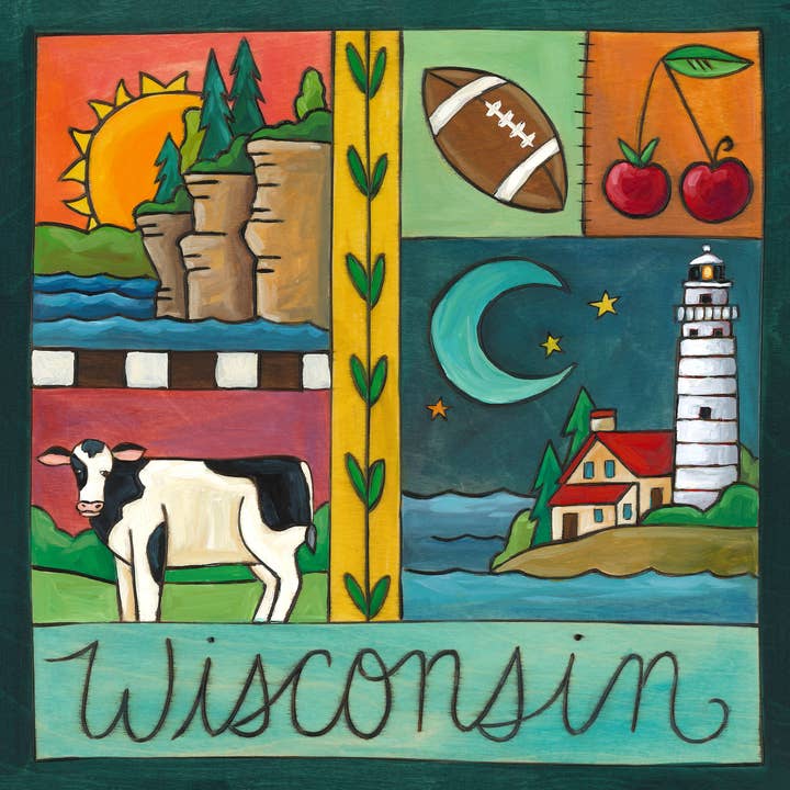 "Badger State" | Wisconsin Wall Plaque - 9x9 for wholesale by Sticks