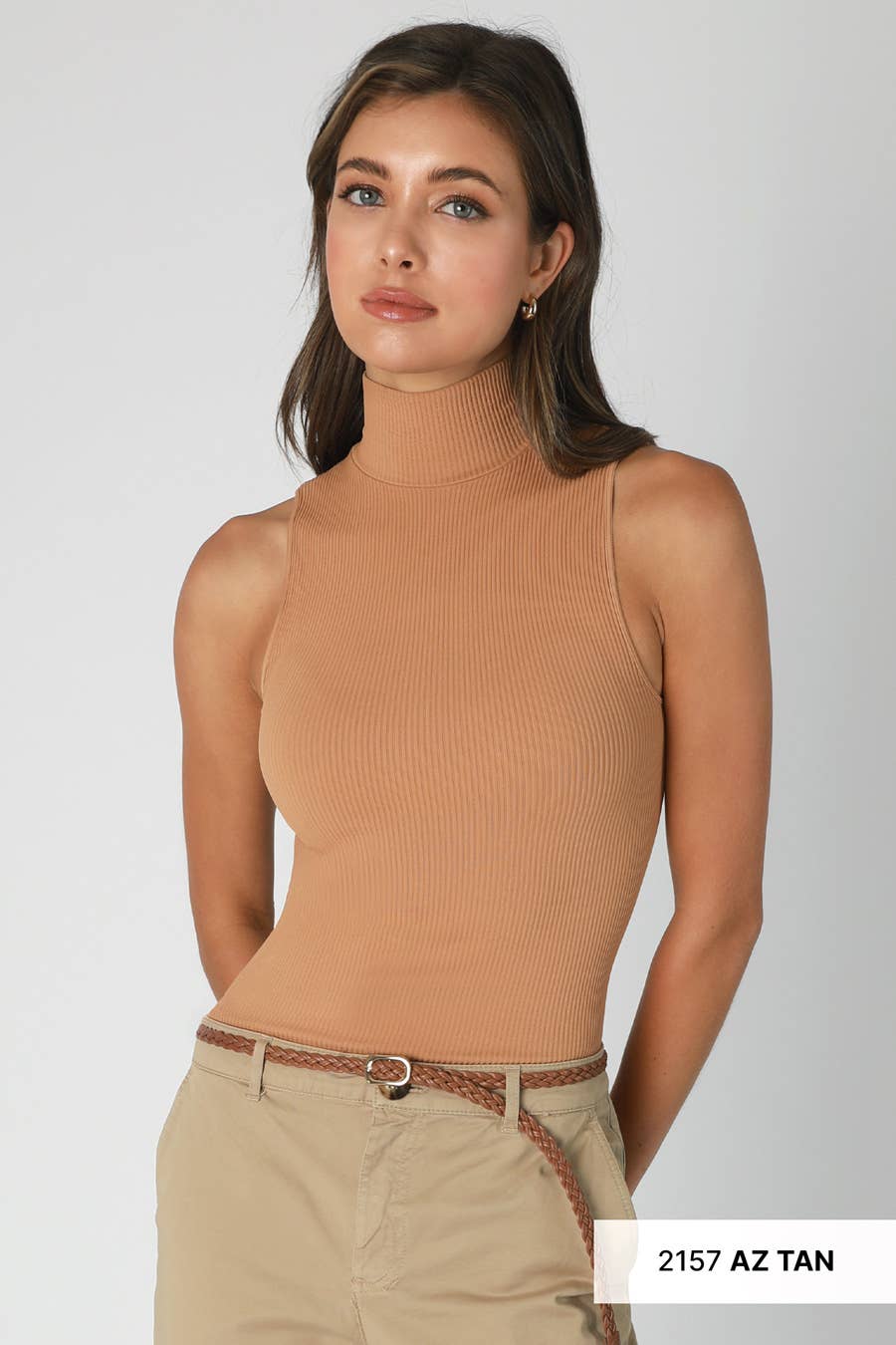 NIKIBIKI - Wholesale Knit Top - Women's - NS7723 - Ribbed Turtleneck Sleeveless Top6
