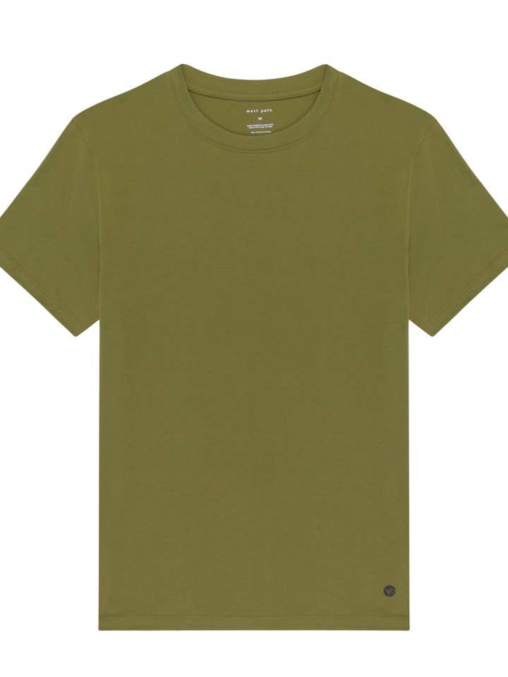 West Path – T-shirt – Homem por atacado – T-shirt Homem Algodão Biológico - Olive - Classic Crew Tee