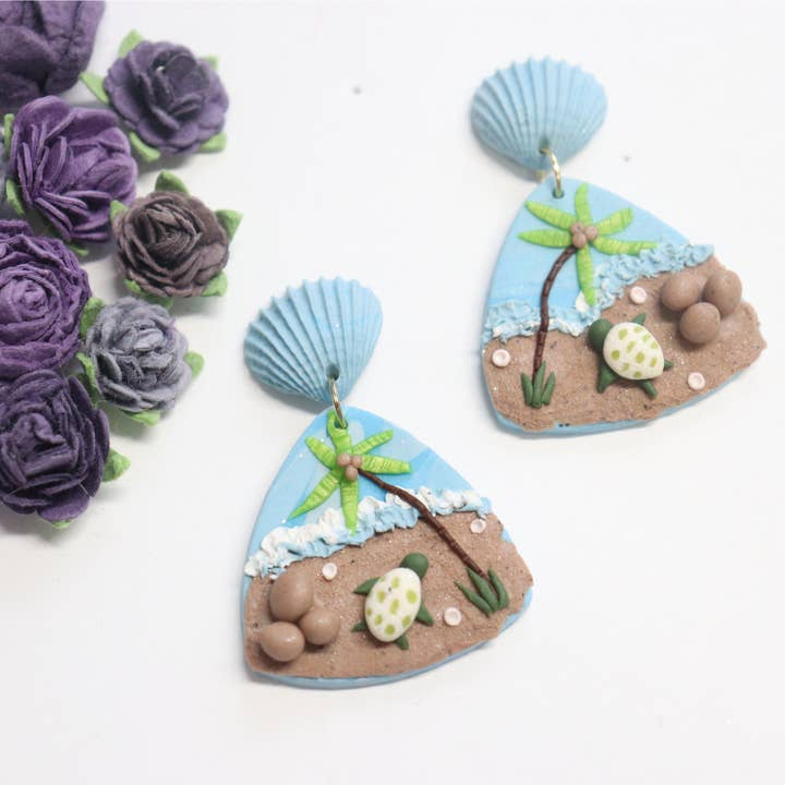 Turtle Seashore Earrings -Triangular for wholesale by Shaping Clays